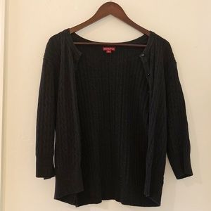 Black cable-knit cardigan